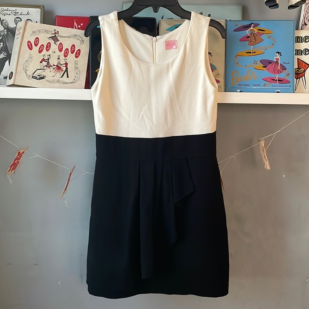 Zoe Ltd Black and White Sleeveless Colorblock Dress
